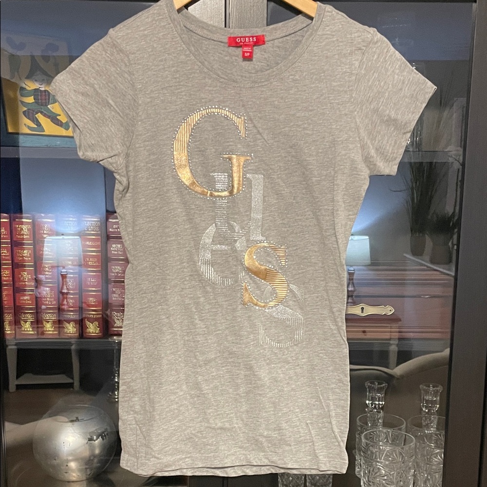 Guess Gray Tee with Red Accents
